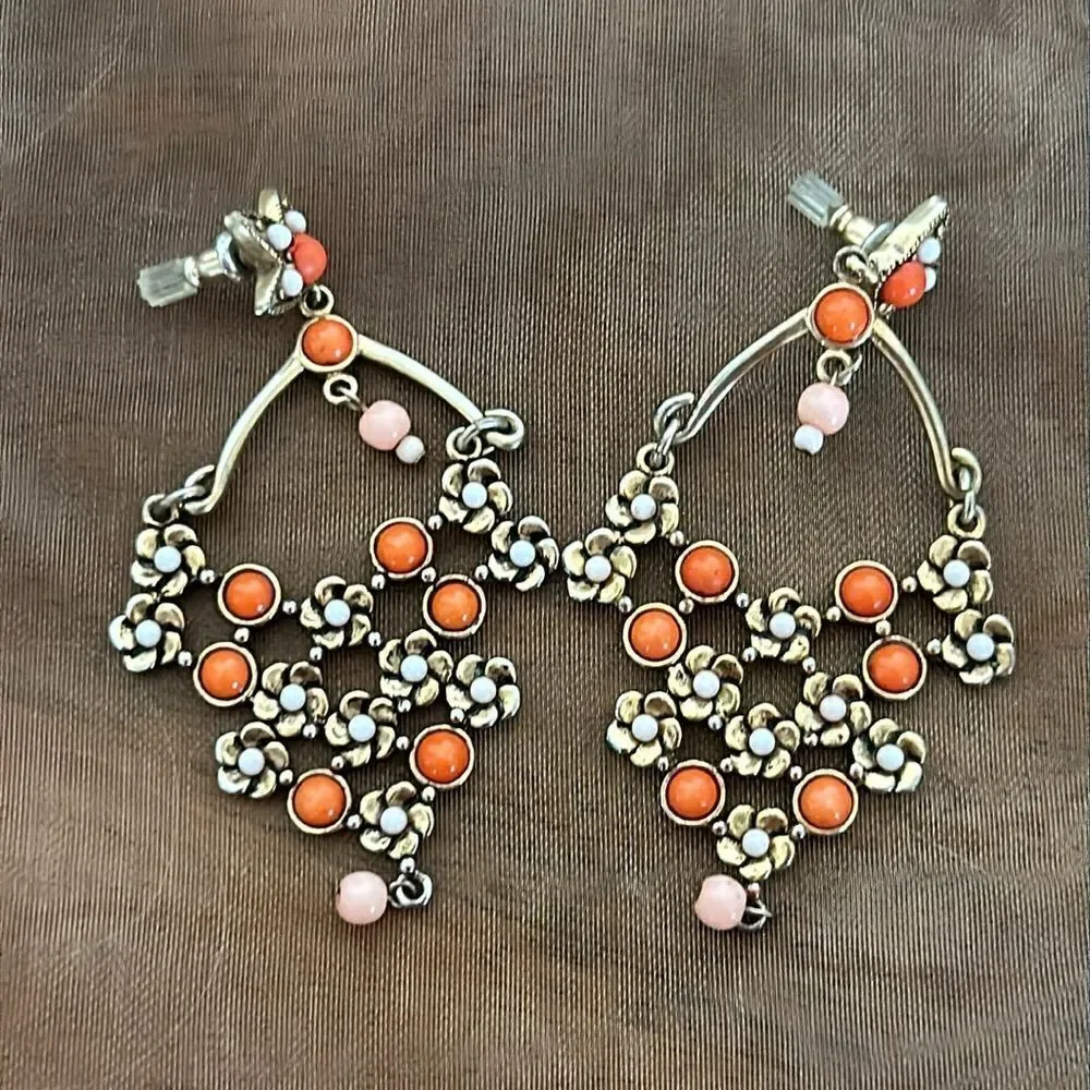 Floral Beaded Chandelier Earrings!